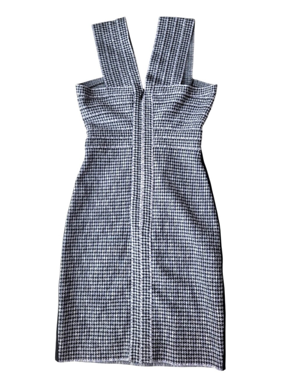 Herve Leger Jette Bandage Mini Dress Houndstooth Bodycon Black Gray Small - Picture 5 of 10